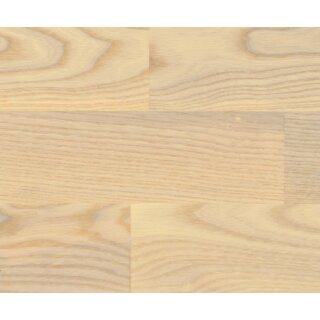 Ziro Holzloc Holz-Fertigparkett, 3-Stab Schiffsboden Esche rustikal, weiß lackiert 2200 x 192 x 14 mm - 2,534 qm