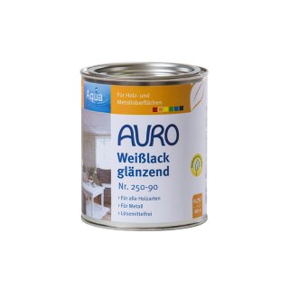 Auro Buntlack gl&auml;nzend 250-90 Wei&szlig;lack Aqua 0,75 Liter
