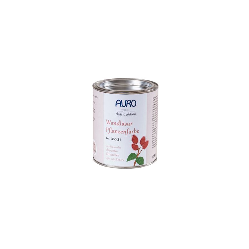 Auro Wandlasur-Pflanzenfarbe 360-21 Ipiak-Rot (Gelbton) 0,375 Liter