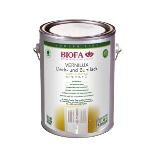 Biofa Decklack Vernilux 1116 innen seidengl&auml;nzend weiss 2,5 Liter