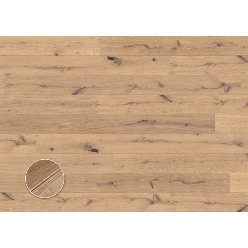 Berg & Berg Parkett Eiche Landhausdiele XXL Raskamala - rustikal gebürstet weiß geölt - 2,84 qm